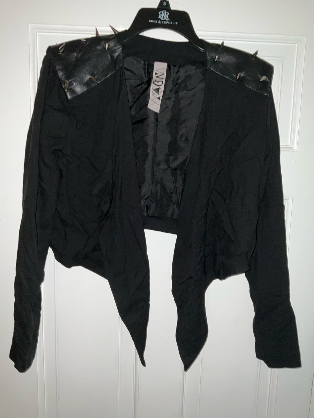 House of Widow Black Studded Shoulder Draped Women's Jacket
